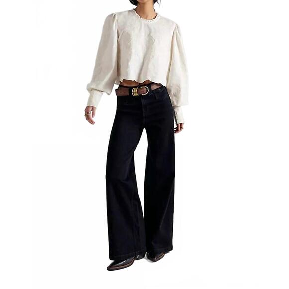NEW FREE PEOPLE kellee high rise palazzo jeans in black